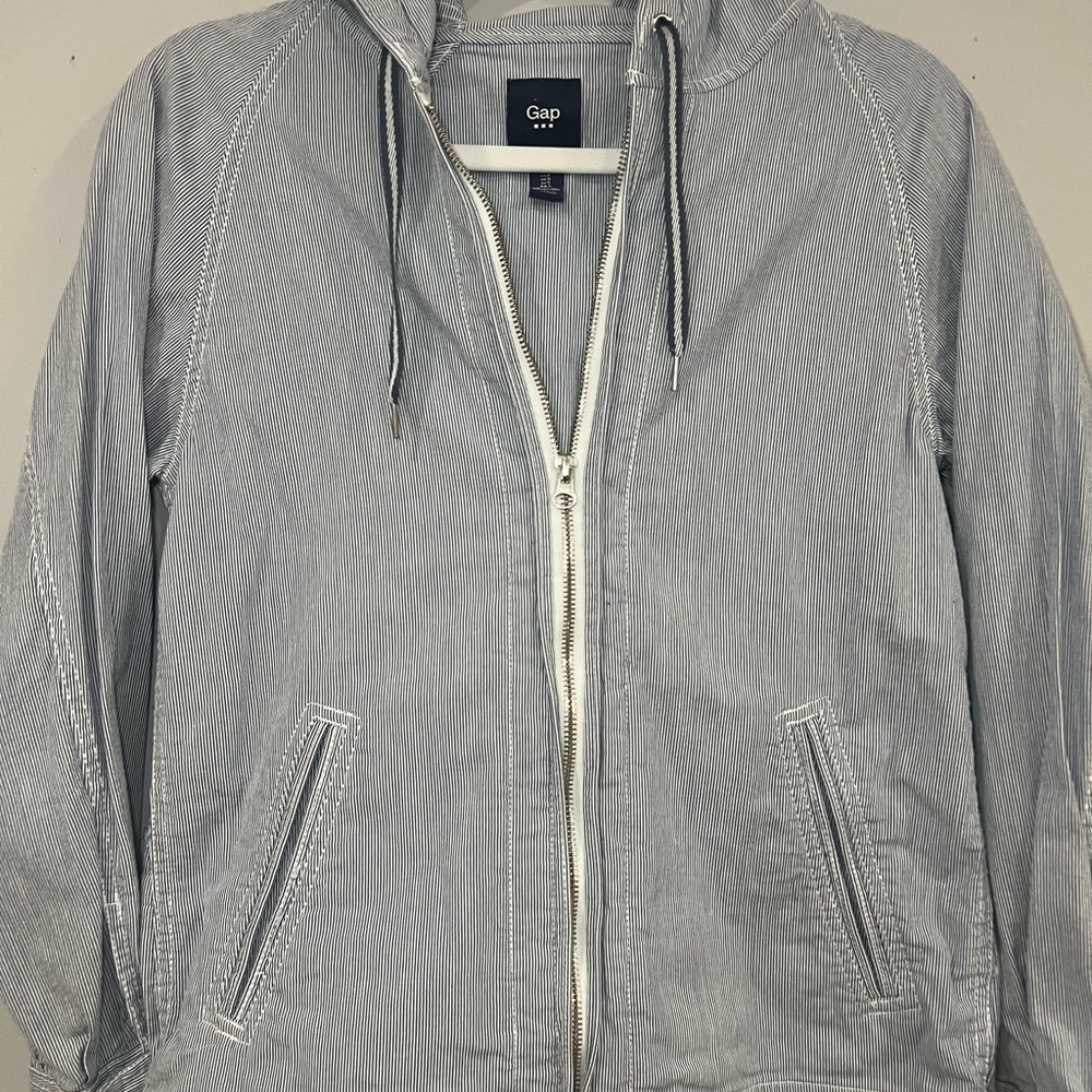 Gap Gray Striped Hoodie Jacket